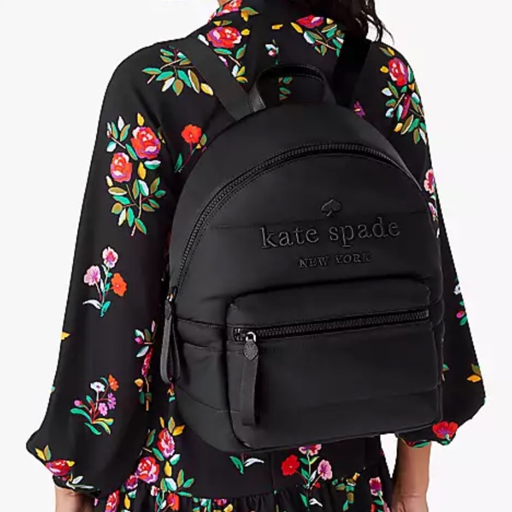 Kate Spade Ella Large Puffy Backpack Black NWT Women Authentic